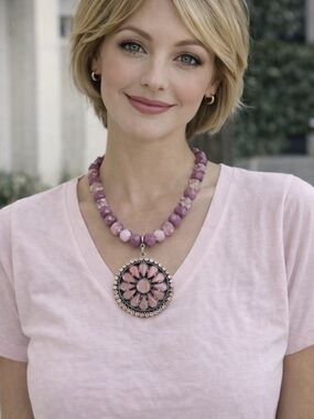 NEW ❤️❤️❤️Lite Amythest Crystal Beaded Art Deco Statement Necklace